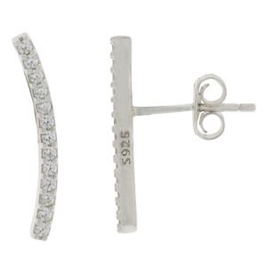 Aretes Paréntesis Zirconias, Plata .925 Rodizado